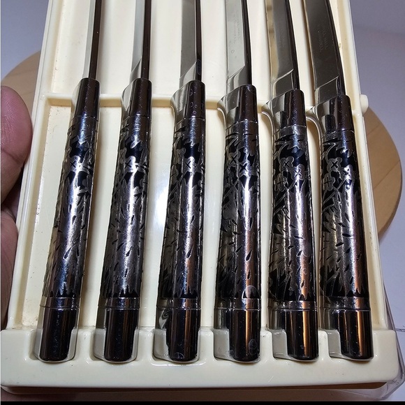 Vintage 1950s Set 6 Carvel Hall Fine Cutlery by Briddell Steak Knives In Case - Picture 11 of 11